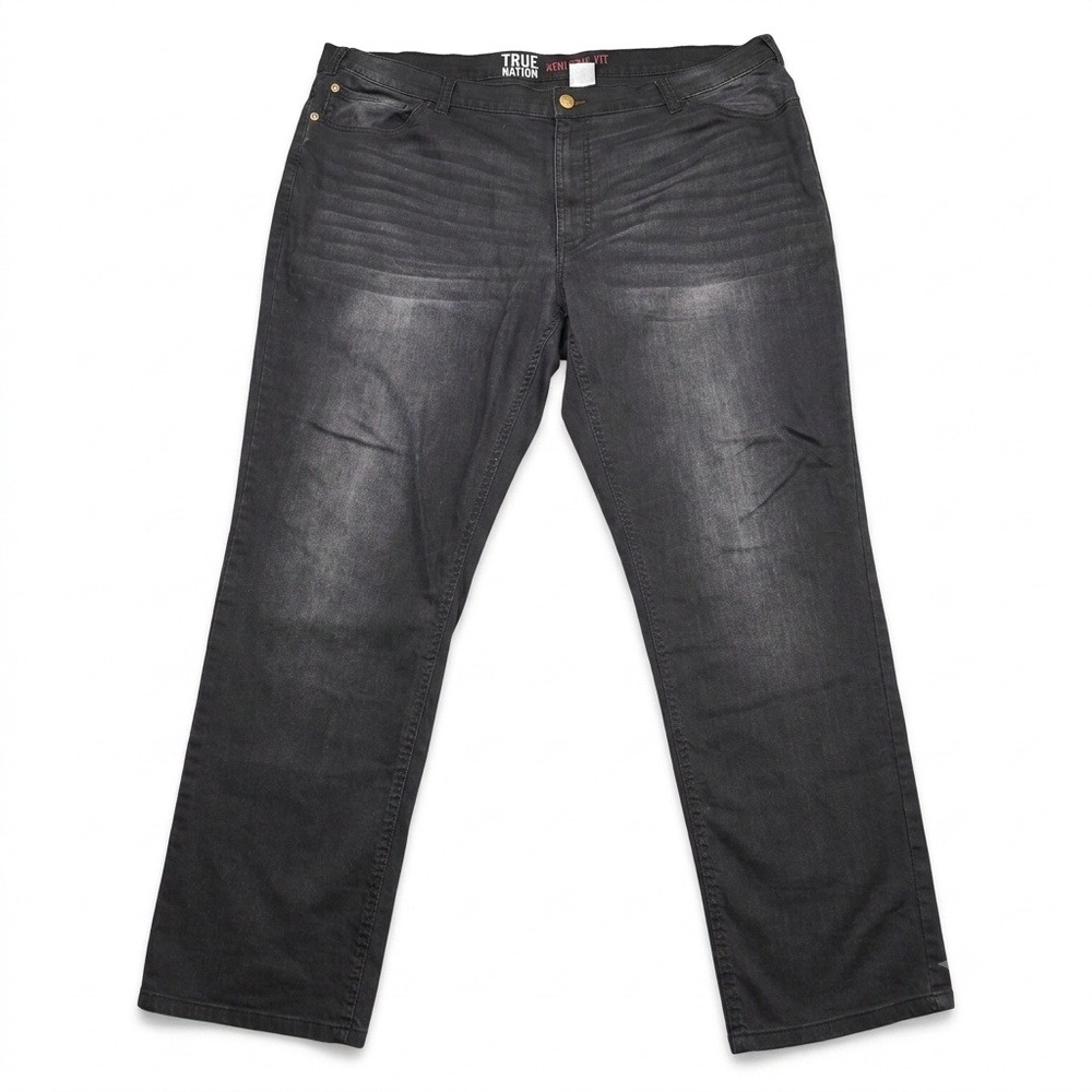 True Nation Mens Jeans 44x30 Athletic Fit Stretch Black Faded Wash Big & Tall